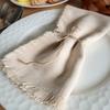 Linen Dinner-Napkin with-Fringe Trim Handmade-Cloth Napkins Delicate Washable-Table Napkins with-Fringe Restaurant Use