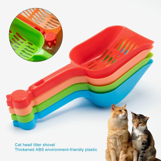 Cat Litter Shovel with Handle Non-slip Solid Colors Bur-free Durable Pet Poop Scoop Cleaning Tools