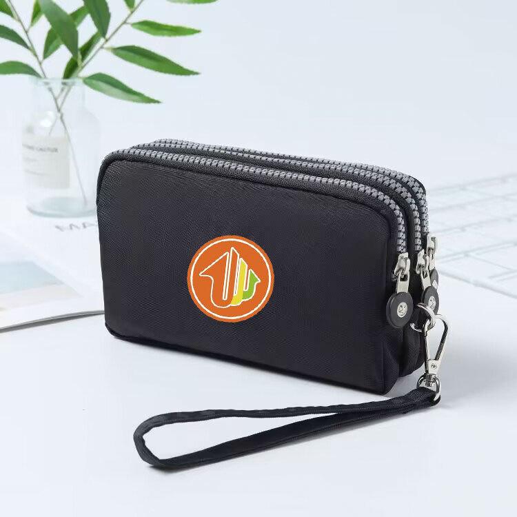 

Women s Three-Zipper Washed Denim Multi-Purpose Bag