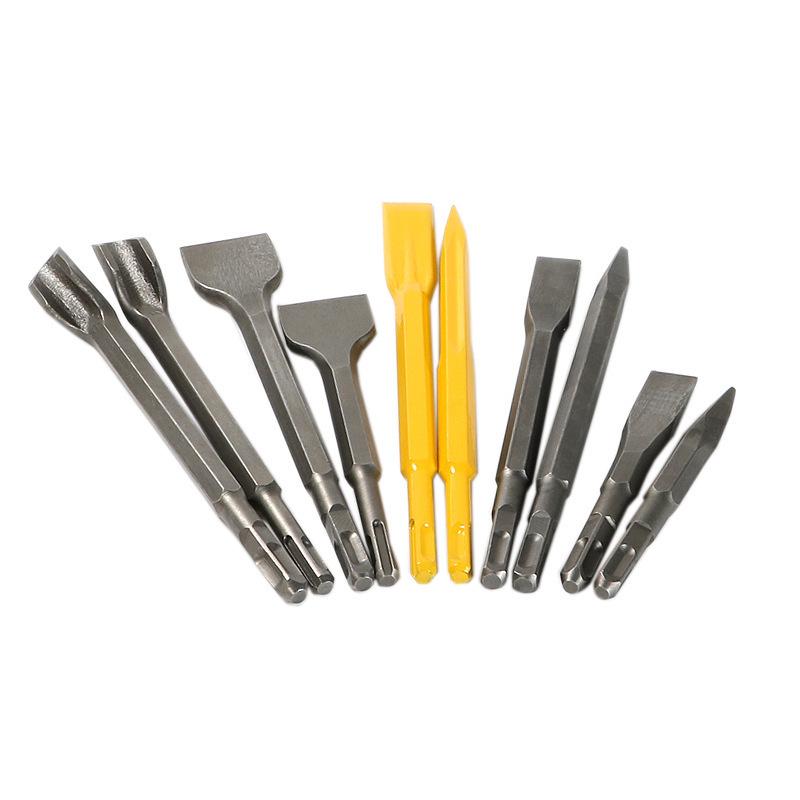 Electric Hammer Impact Drill Set: Square & Round Shank, Pointed & Flat Chisel, Pick Head, Shovel, U-Shaped Chisel, Slotting Drill for Concrete