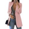 Costume de bureau mode pour femme Couleur unie Sans bouton Revers Coupe ajustée Blazer Manteau
