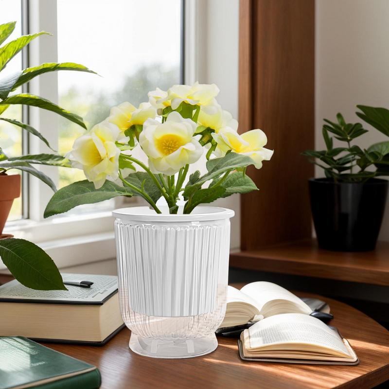 Self-Watering Plant Pots Transparent Hydroponics Draining Planter Flower Pots with Deep Reservoir for African Violets Orchid