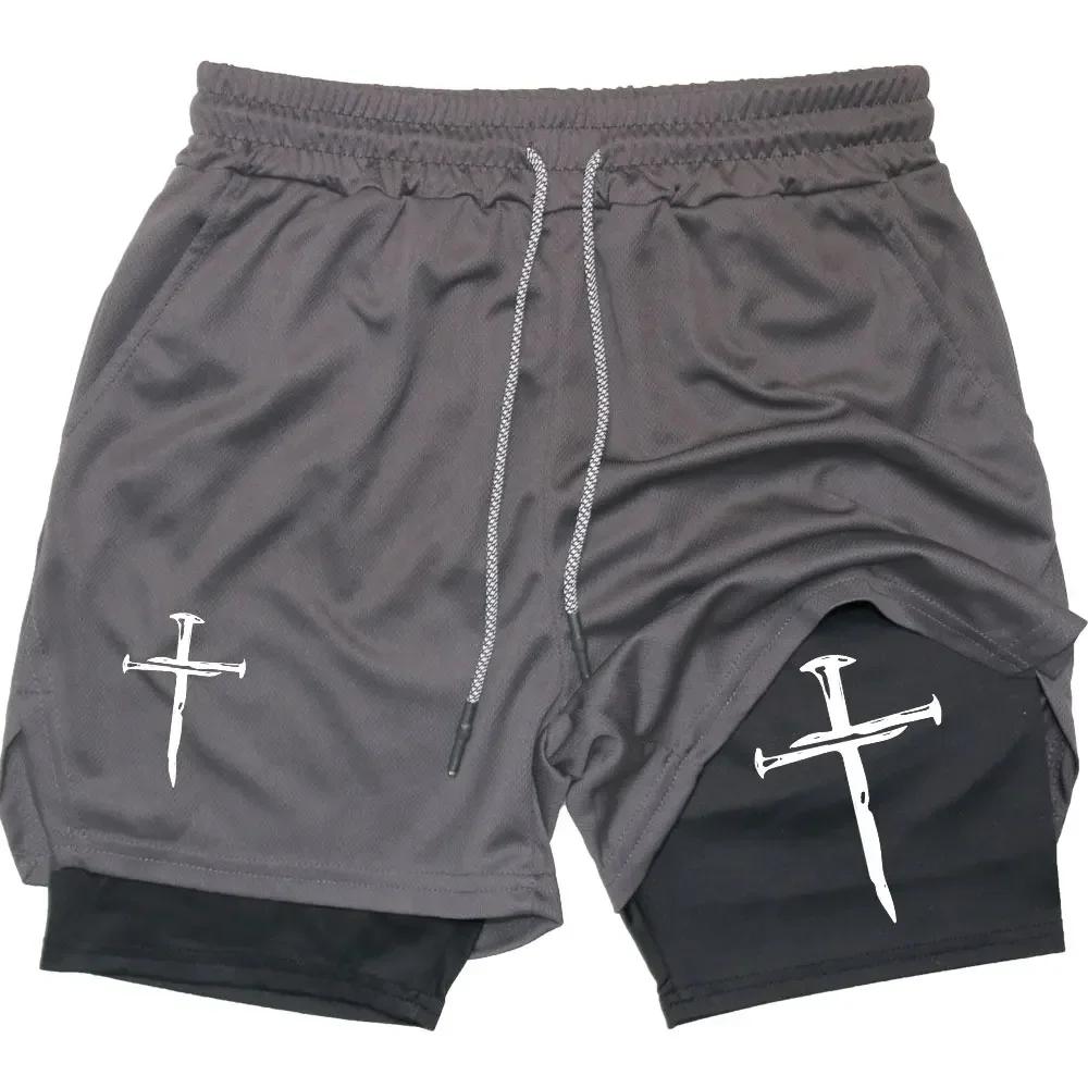 2026 Summer Jogging Shorts Men's Gym Shorts 2 In 1 Mesh Quick Dry Sport Performance Fitness Workout Double Layered Board Shorts
