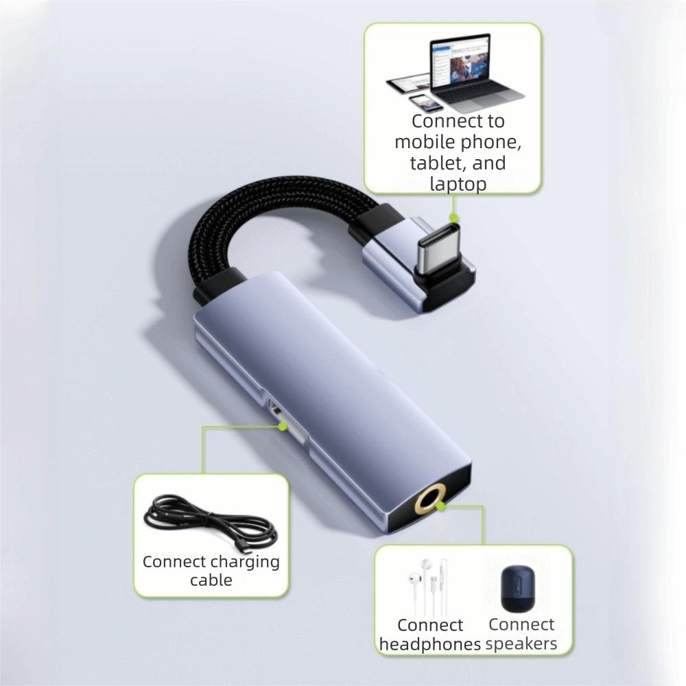 PD 60W Fast Charging Type-C To 3.5mm Adapter 2 in 1 Audio Adapter Headphone Adapter Headphone Use