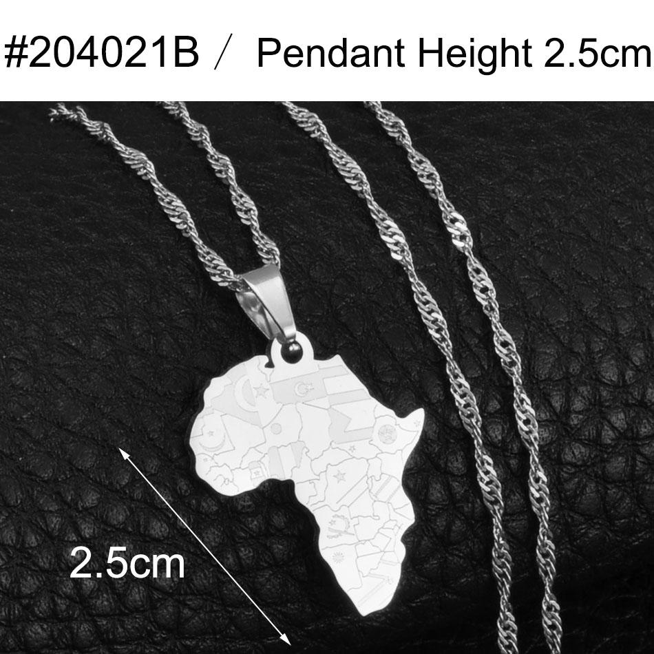Anniyo 2.5CM Africa Map With Country Flag Pendant Chain Necklaces African Maps Jewelry for Women Girls @204021 45cm or 17.7 Inches