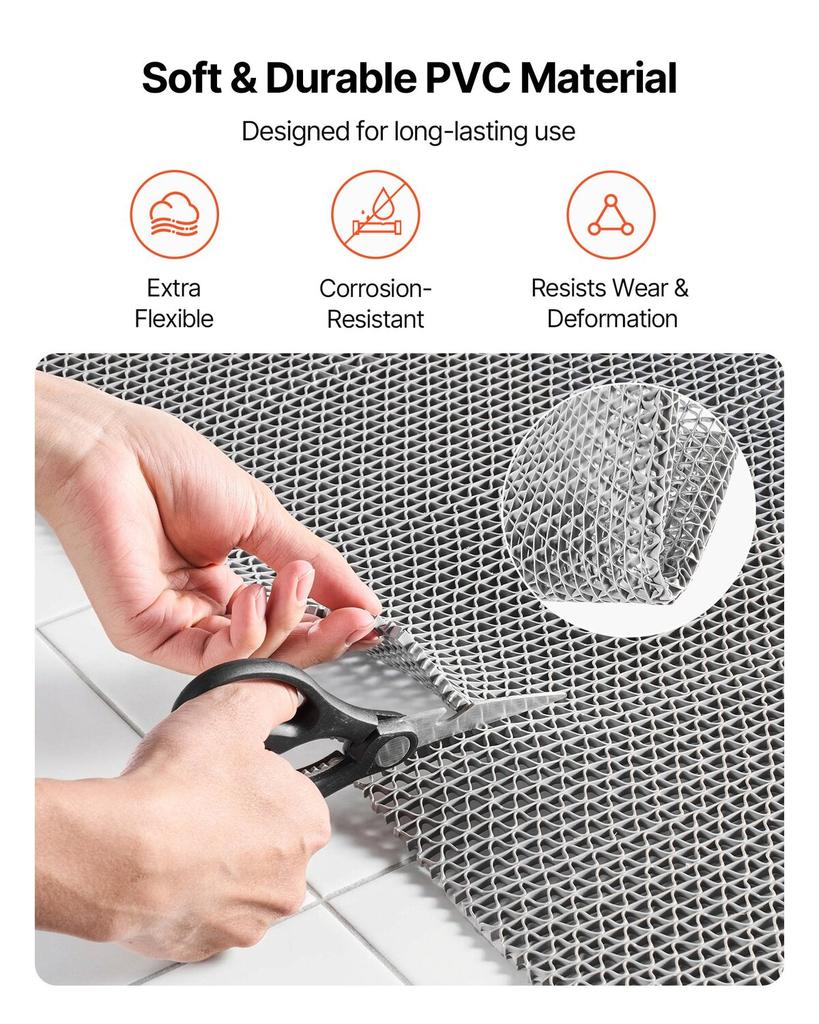 Drainage Mat, 90 X 300 Cm, PVC Non Slip Commercial Floor Mat, Wet Area Water Drain Splash Matting Hollow Doormat Roll, for Outdoor Indoor Restaurant
