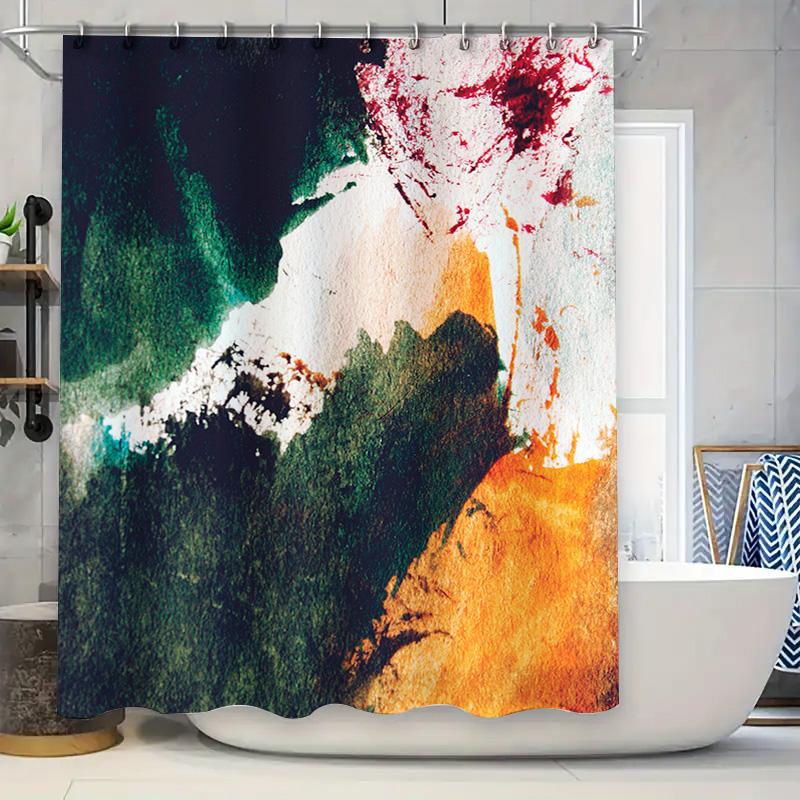 Abstract Bathroom Shower Curtain Waterproof Fabric Watercolor Design Decorative Home Decor 90x180cm