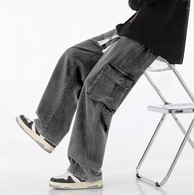 Autumn Men Cargo Jeans Baggy American High Street Y2K Pocket  Overalls Fashion Streetwear Vintage Wide Leg Pants