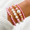 Popular Fashion 4-piece Set, Love Imitation Pearl Bracelet Set, Women's Bracelet, Jewelry Set.