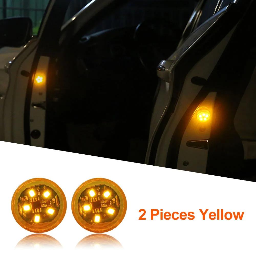 1-4pcs Universal LED Car Opening Door Safety Anti-collision Lights Magnetic Sensor Strobe Flashing Alarm Lights Parking Lamp