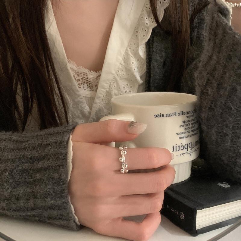 Adjustable Korean Fashionable Wave Open Ring For Women Contemporary Copper Geometric Accessory