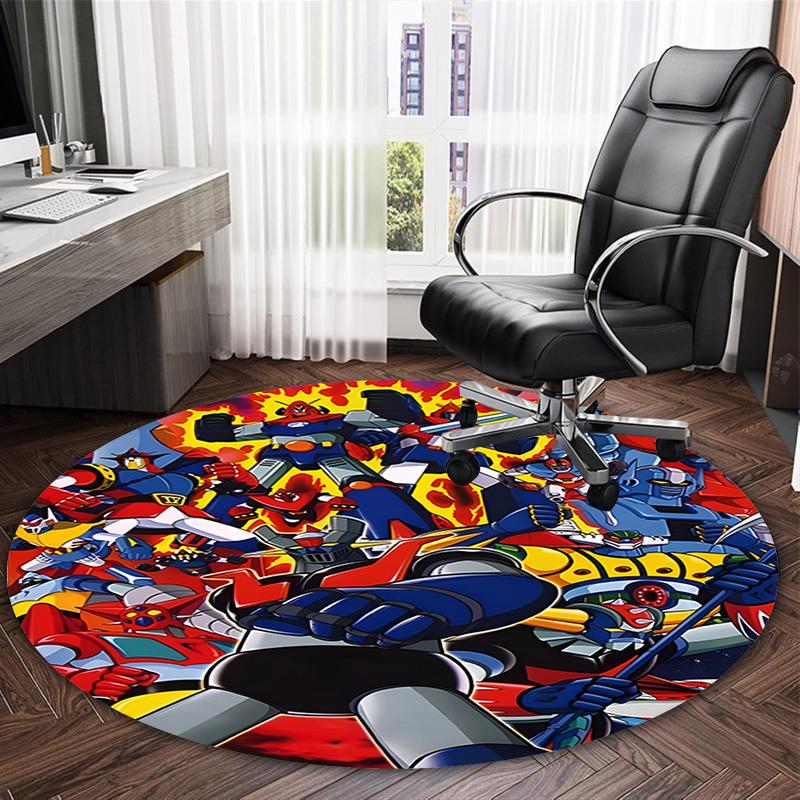 1pc UFO Robot Grendizer10 Print Round Carpet Chair Round Carpet Suitable for Bedroom Living Room Home Decorative Carpet