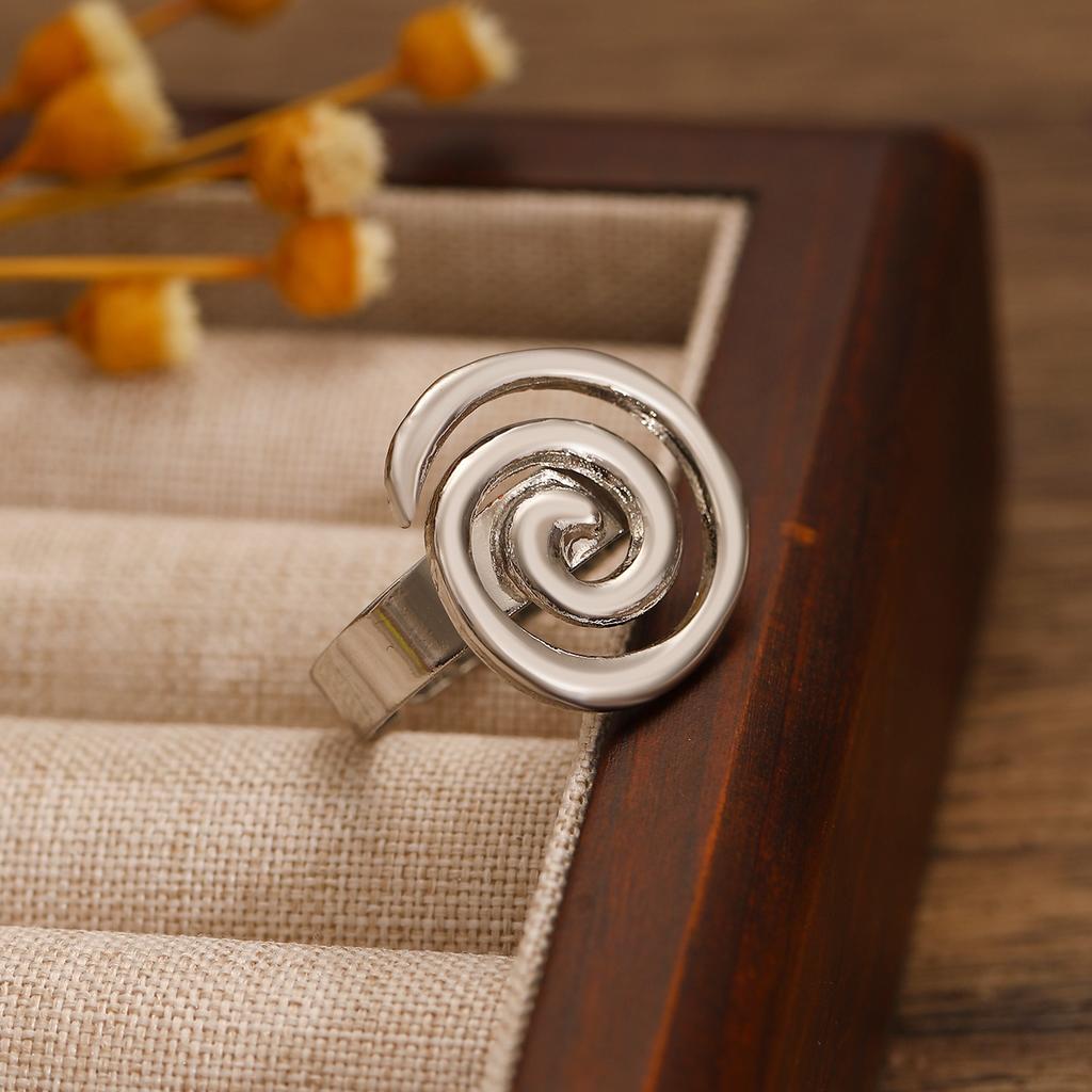 Minimalist Opening Vortex Ring for Women Stainless Steel Jewelry 18 K Metal Geometric Circle Rings Trendy Party Gift Waterproof