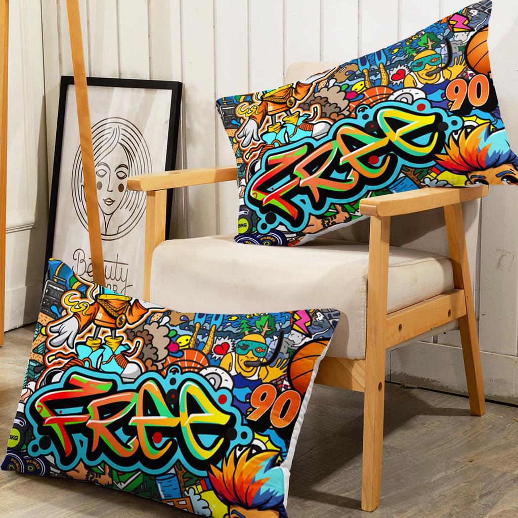 Cool Hip-Hop Graffiti Pattern Mattress Three-Piece Digital Printing Mattress Bedding Set Adult