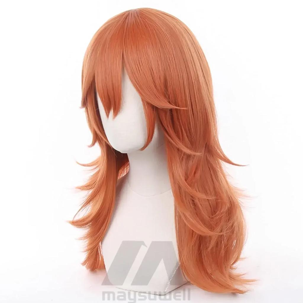 Angel Devil for Chainsaw Man Bangs Long Orange Brown Cosplay Wigs Halloween Costume Party AdultHair Wig