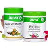 OZiva Hair Vitamins with DHT & Omega-3, 60 Capsules + Plant Based Biotin Powder, 125g with Amla for Hairfall Control & Better Hair Growth, Combo