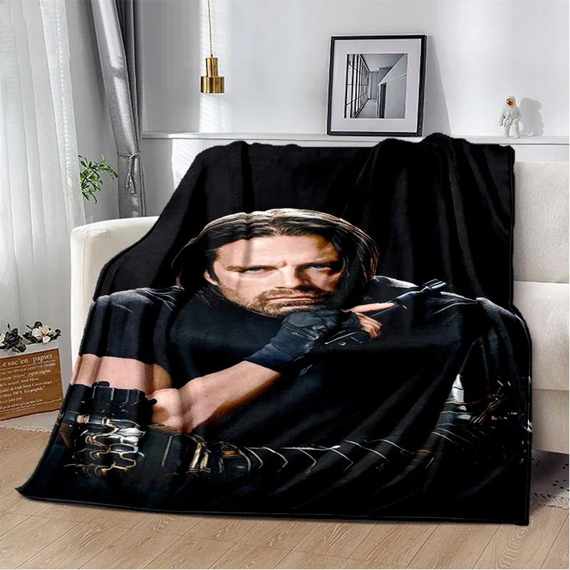 3D Sebastian Stan Handsome Actro Soft Flannel Blanket for Bed Bedroom Sofa Picnic,Throw Blanket for Cover Office Gift Kids