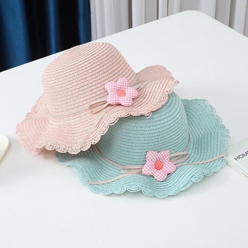 New 2 Pcs Summertime Children Straw Hat and Shoulder Bag Girls Outdoor Flowers Beach Cap Cute Travel Beach Sun Hat Crossbody Bag