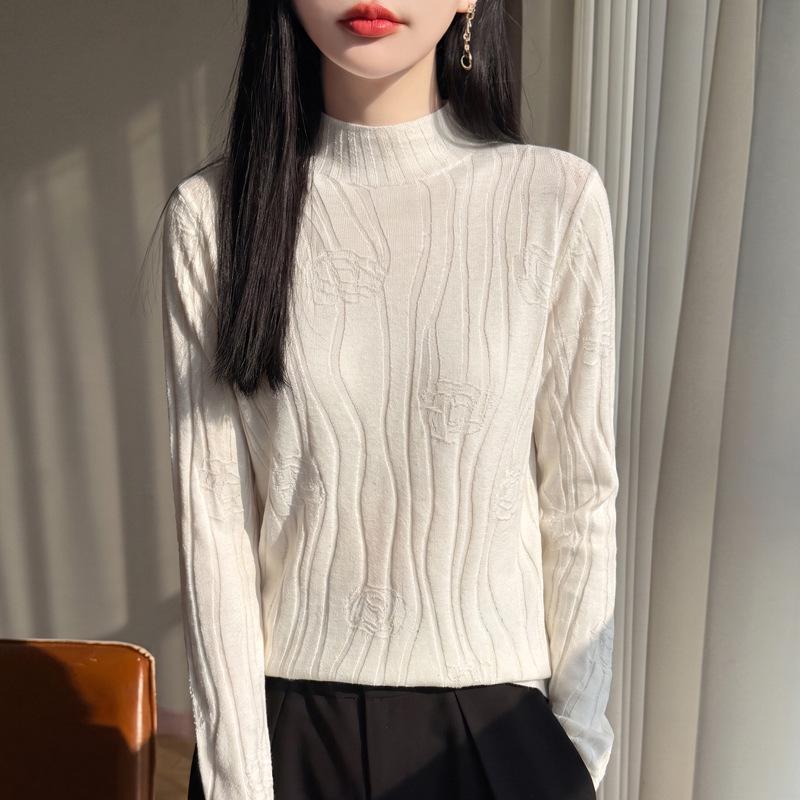Autumn/Winter Slim Knit Sweater for Women - Half-High Collar Pullover, Korean Style