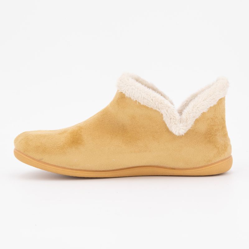 Women's BONADONA Camel Leprechaun Slippers with Fur Lining