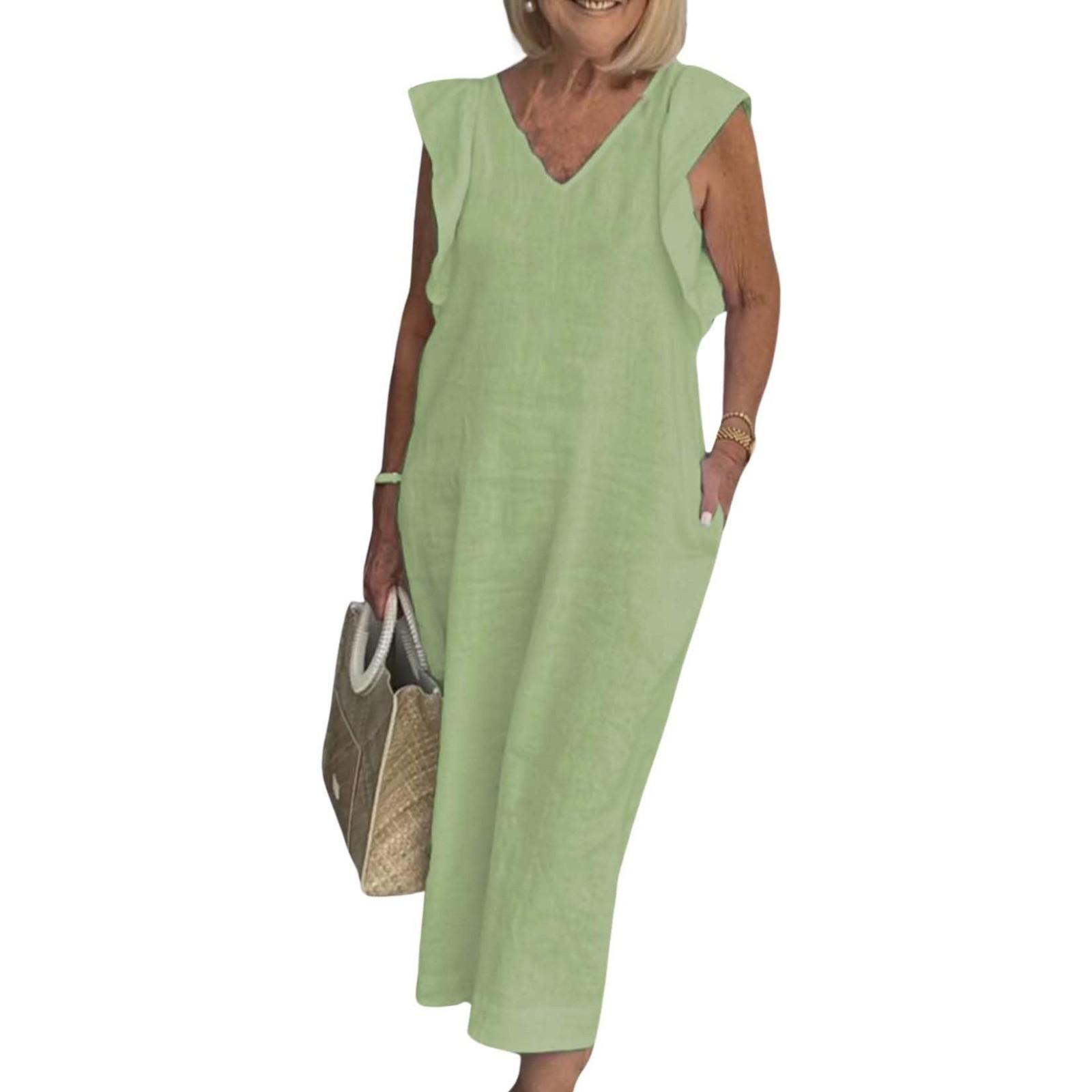 

Женское летнее льняное платье свободного кроя, многоярусное, миди, без рукавов, майка, сарафан L