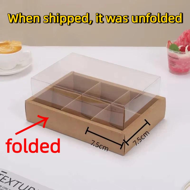 Бумажная коробка для упаковки кексов для кондитерской, крафтовая коробка для кексов прозрачная и утолщенная на 6/9 отверстий, пакет для упаковки шоколада As pic