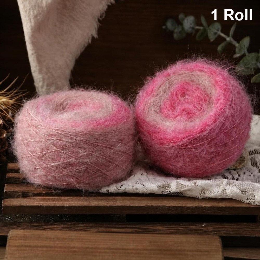 50G Gradient Color Rainbow Mohair Yarn Organic Cotton Blend Soft Texture Crochet Yarn 50g Weight Fine Hollow Hollow Yarn