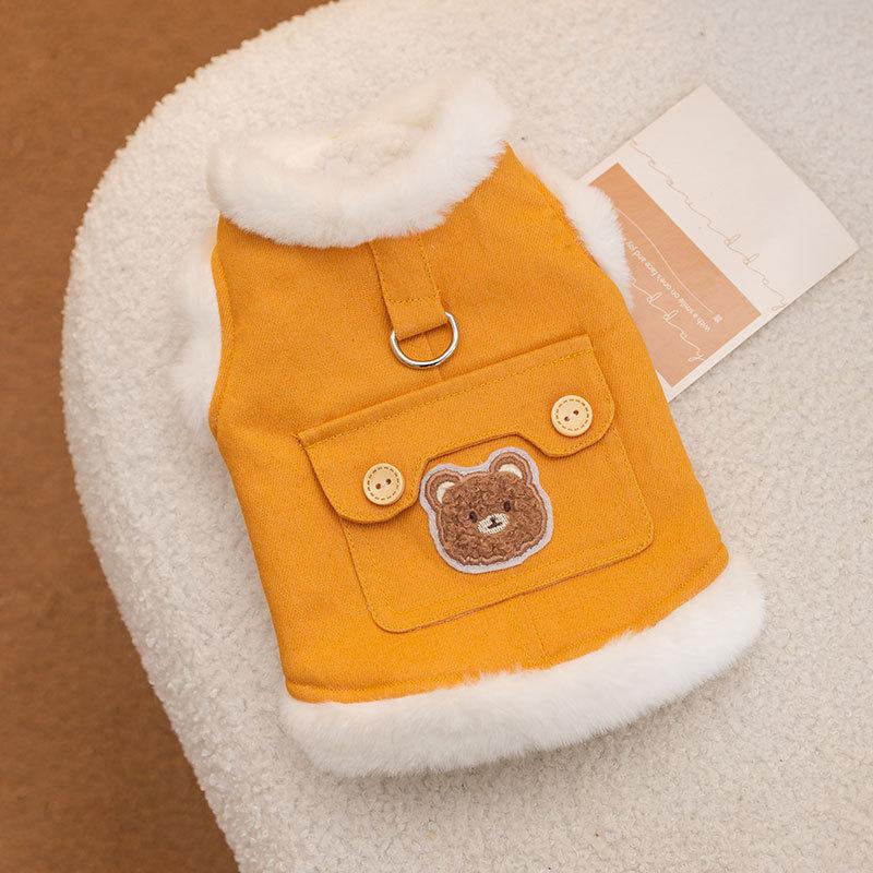 

Cat clothes winter velvet small animal patch can pull the vest into a kitten warm two feet pet cat clothing S (recommended weight 3-2.5 kg)