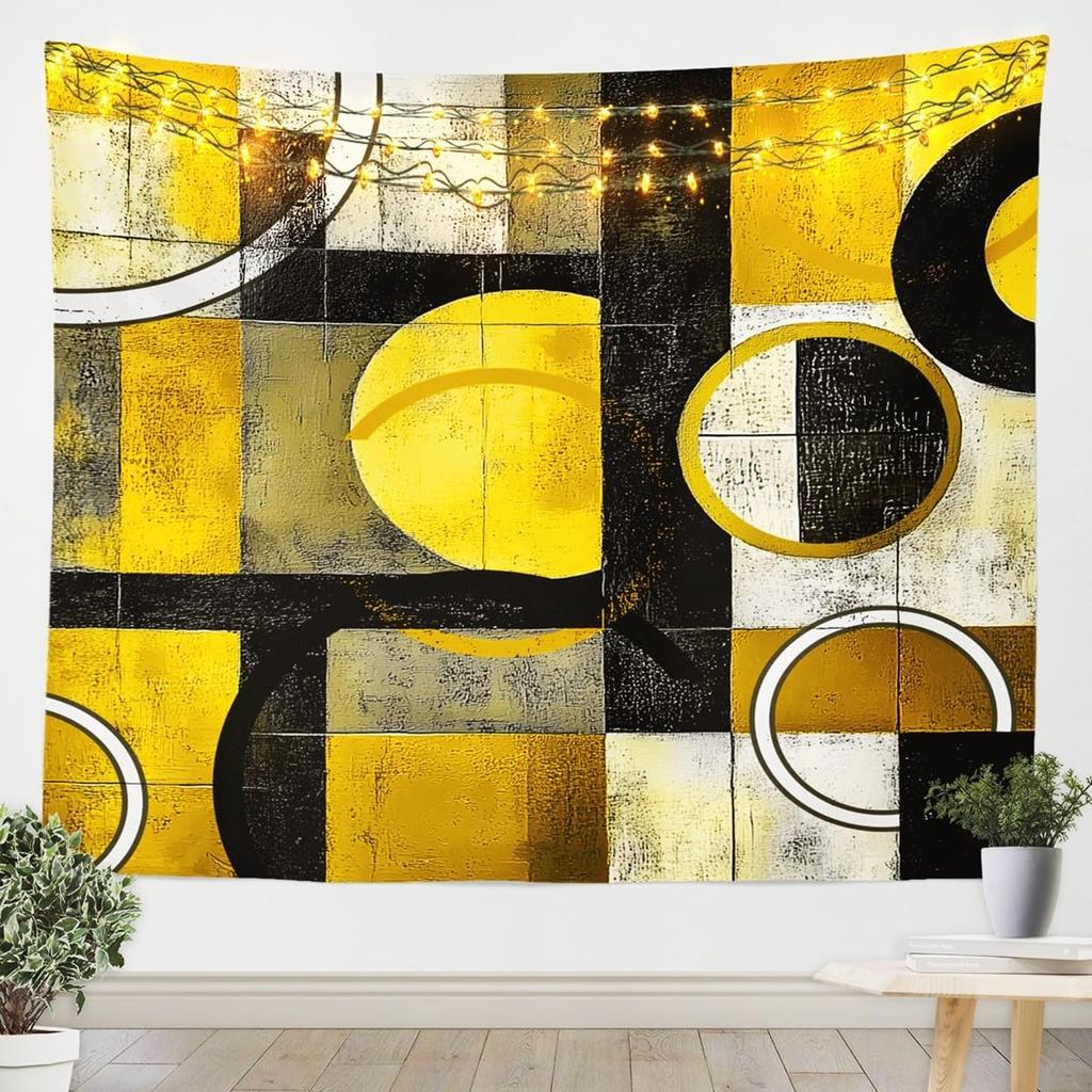 Purple Black White Tapestry Size Kids Abstract Geometric Wall Art for Boys Girls Teens Modern Minimalist Wall Hanging Blanket