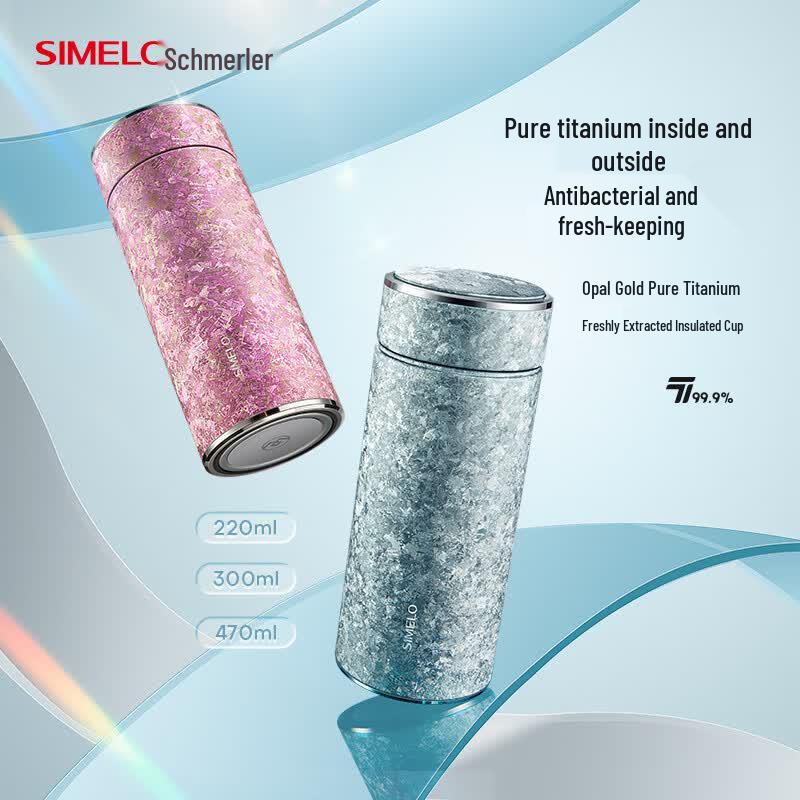 SIMEL0 Kyoto Impression Opal Gold Pure Titanium Insulated Cup 470ML