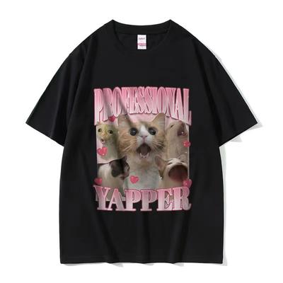 Professional Cat Eater Funny Cat Lover Tshirt Mens Casual Fashion Clothing Pure Cotton Oversized Comfortable Breathable Top