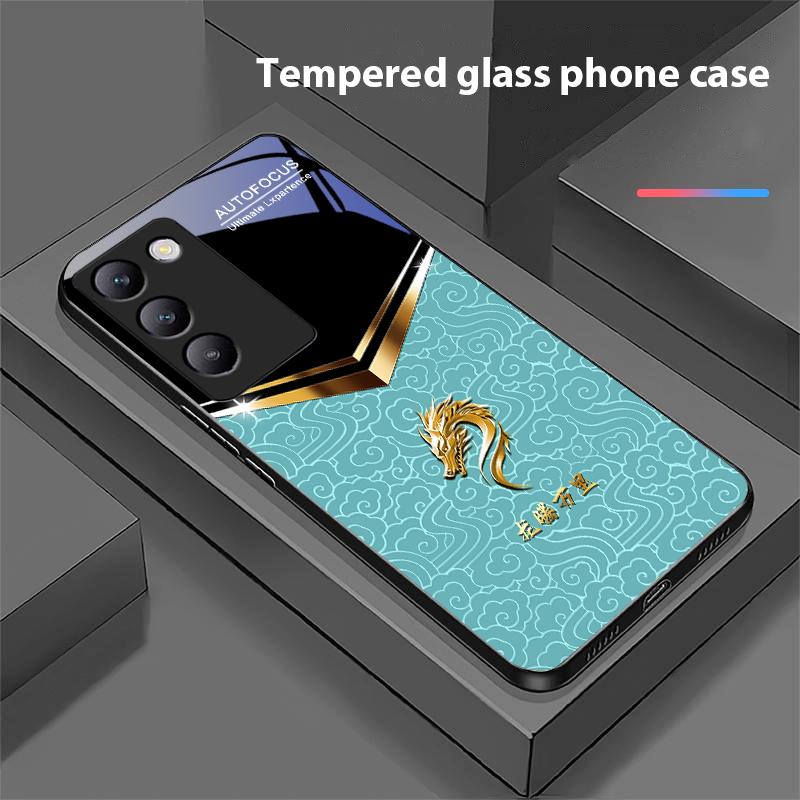 V-förmiger Wasserhahn für Y72 33S 11 03 36 96 Lite 35 16 Iqoo 12 V40 SE 5G 29 40 21 30 X80 Pro Vivo Handyhülle aus gehärtetem Glas Schwarz