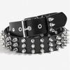 Ceinture unisexe en cuir cloutée style Gothique Punk - Clous à Trois Rangées pour Jeans