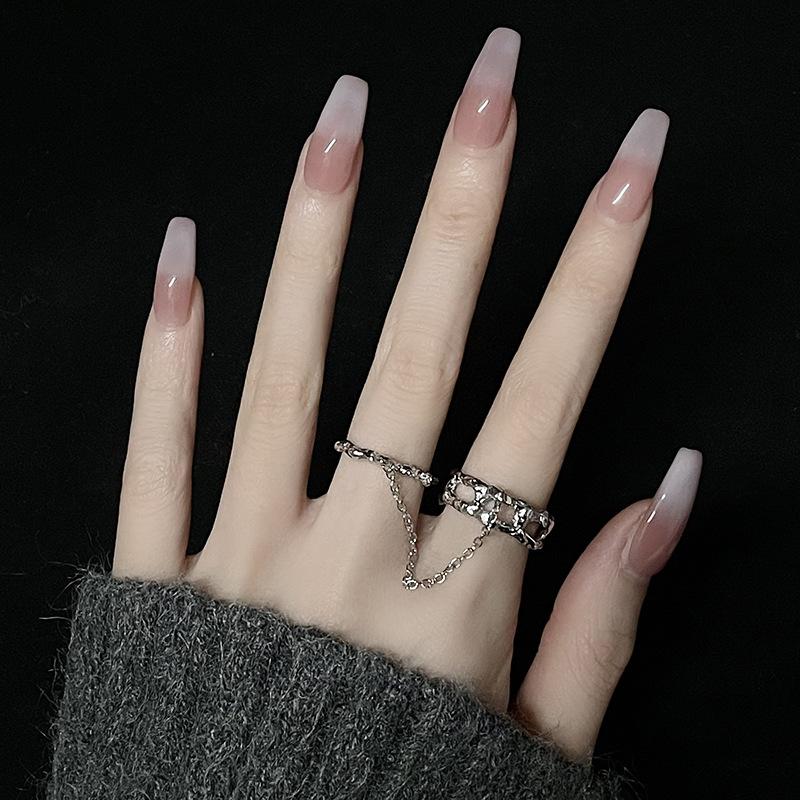 [Silver Chain Whispers] Niche Design Sense Chain High Sense Irregular Texture Opening Simple Ring