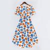 Women's Summer Floral Printed Casual Wrap V Neck Ruffled Hood Short Sleeves Belt A-Line Ruffle Hem Midi Sundress