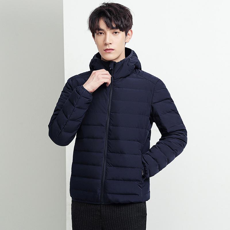Down Jacket Men's Gradual Change Glossy Stand-up Collar Short Trend Handsome Thickened Warm