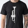 Trompeten T-Shirt und Kinder T-Shirt | Minimalistisches Musik-T-Shirt | Geschenk für Jazzmusiker | Schwarzes Grafik-T-Shirt