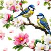 Vögel Blumen Ast Statische Fensteraufkleber, Aquarellvögel auf blühendem Ast Ast Fensteraufkleber, Wiederverwendbare Antikollisions-Doppelseitige Aufkleber für Glas