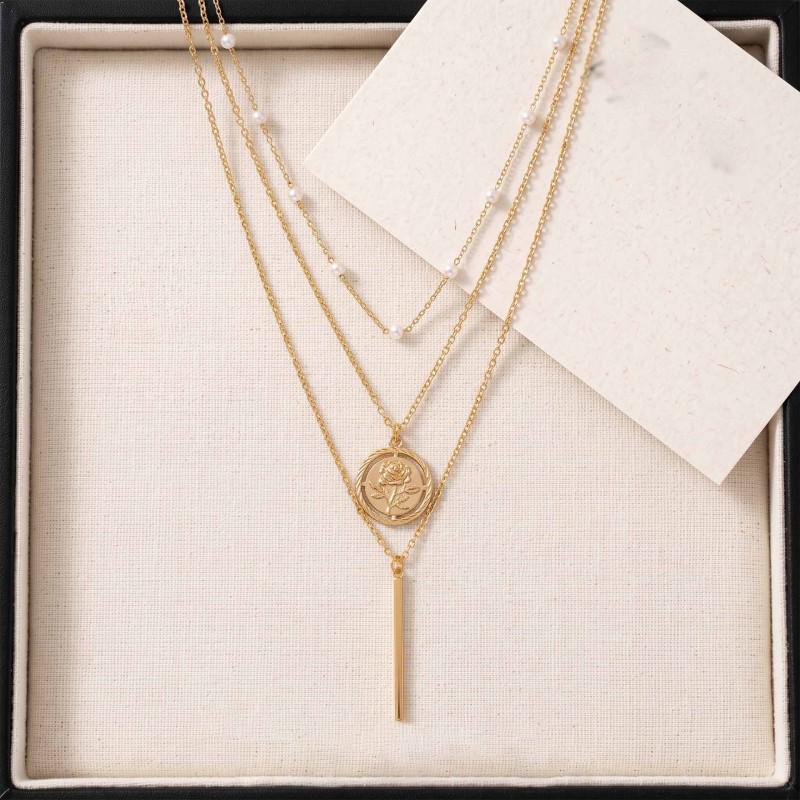 Elegant Three-Layer Stackable Necklace - Niche Design & Versatile Clavicle Chain