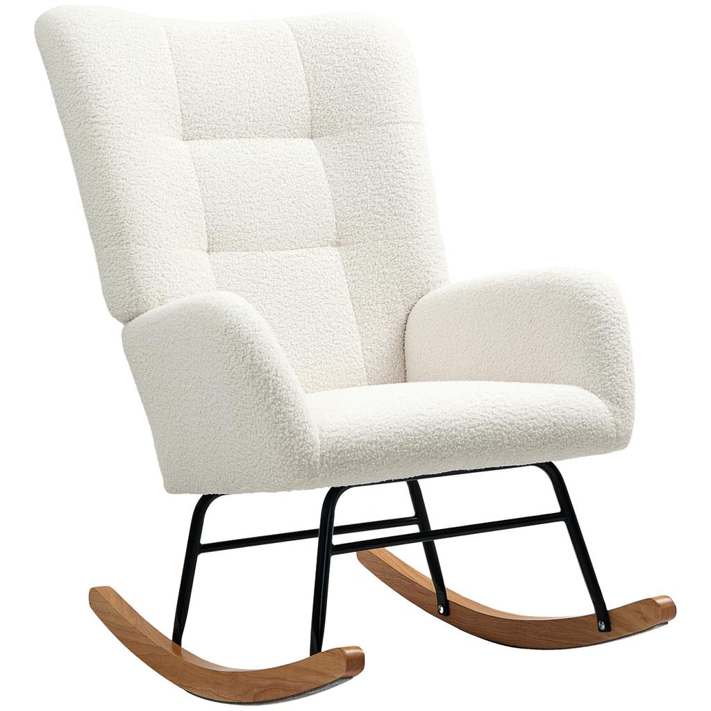 Rocking Chair, Cozy Cover, Thick Padding, Cream White