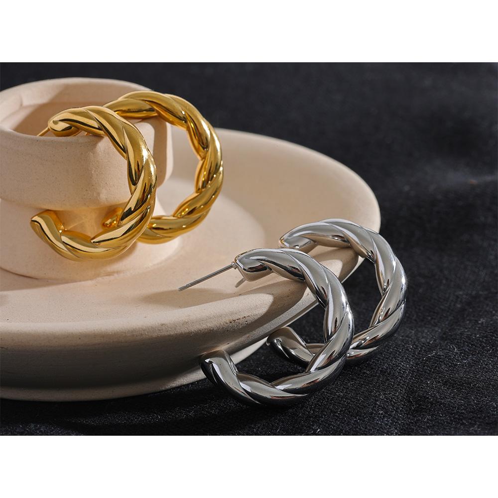 Eetit Edelstahl C Form Geometrisch Verdreht Ungewöhnliche Ohrringe Gold Silber Farbe Metall Frauen Täglich Tragen Schmuck Hohe Qualität