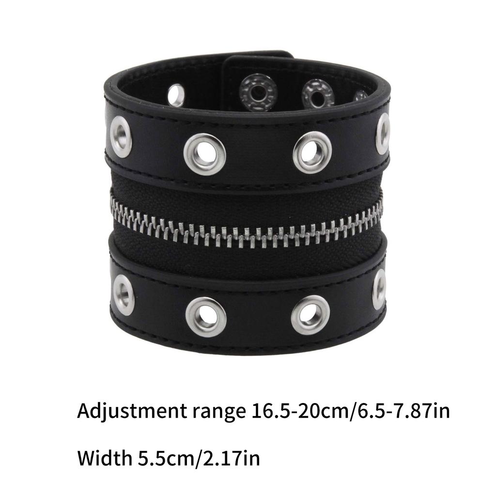 Punk-Stil Breites Lederarmband mit Nieten und funktionierendem Reißverschluss für edgy Modeaccessoires