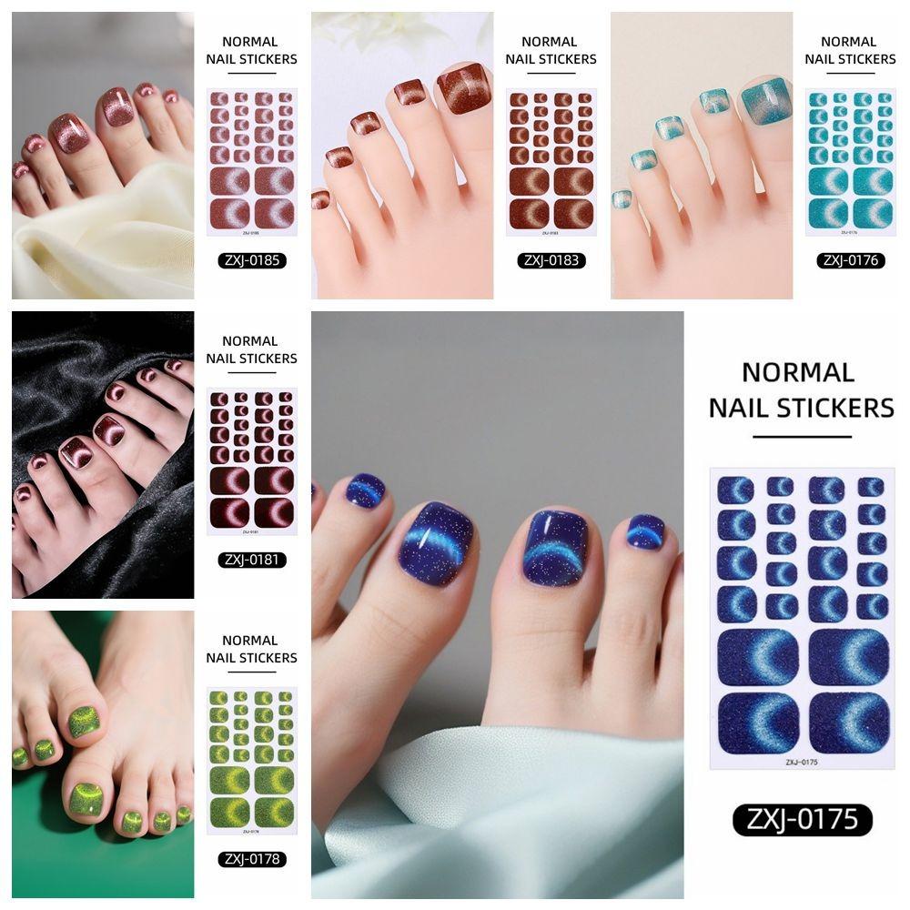 6Sheets Shimmering Glitter Toenail Stickers Colorful Toe Nail Sticker Summer Use