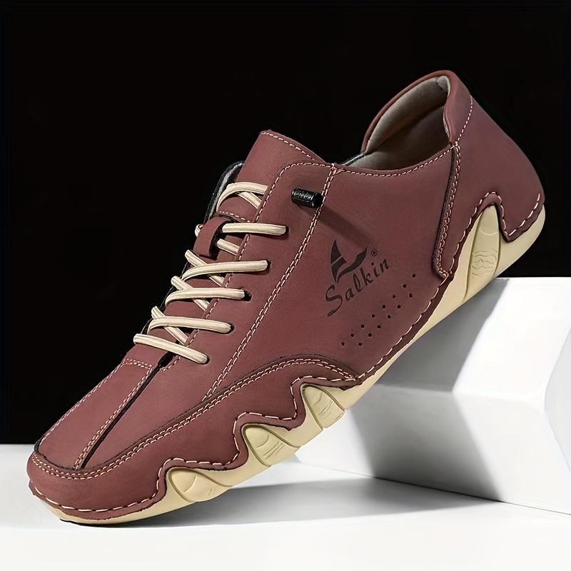 MĂRIME PLUS Pantofi ocazionali pentru bărbați, la modă, cu piele PU, pantofi comozi cu șireturi, ușori, respirabili, pentru plimbări cauzale în aer liber pentru bărbați