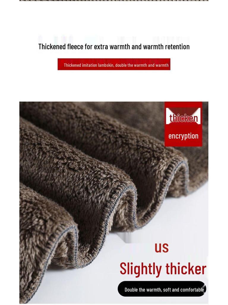 Pantaloni largi din lână cu căptușeală groasă din lână de miel