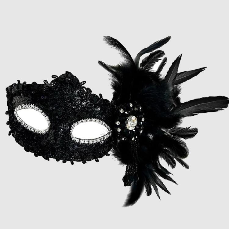 Masquerade Mask Half Face Mask Rhinestones Mask Party Mask Feather Mask Halloween Mask Evening Proms Mask