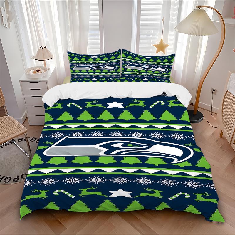 3Pcs Seattle Seahawks Ugly Sweater Bedding Sets For All Sizes New 3D Printed Bed Cover Comforter Duvet Cover Pillowcase Bedroom Decoration