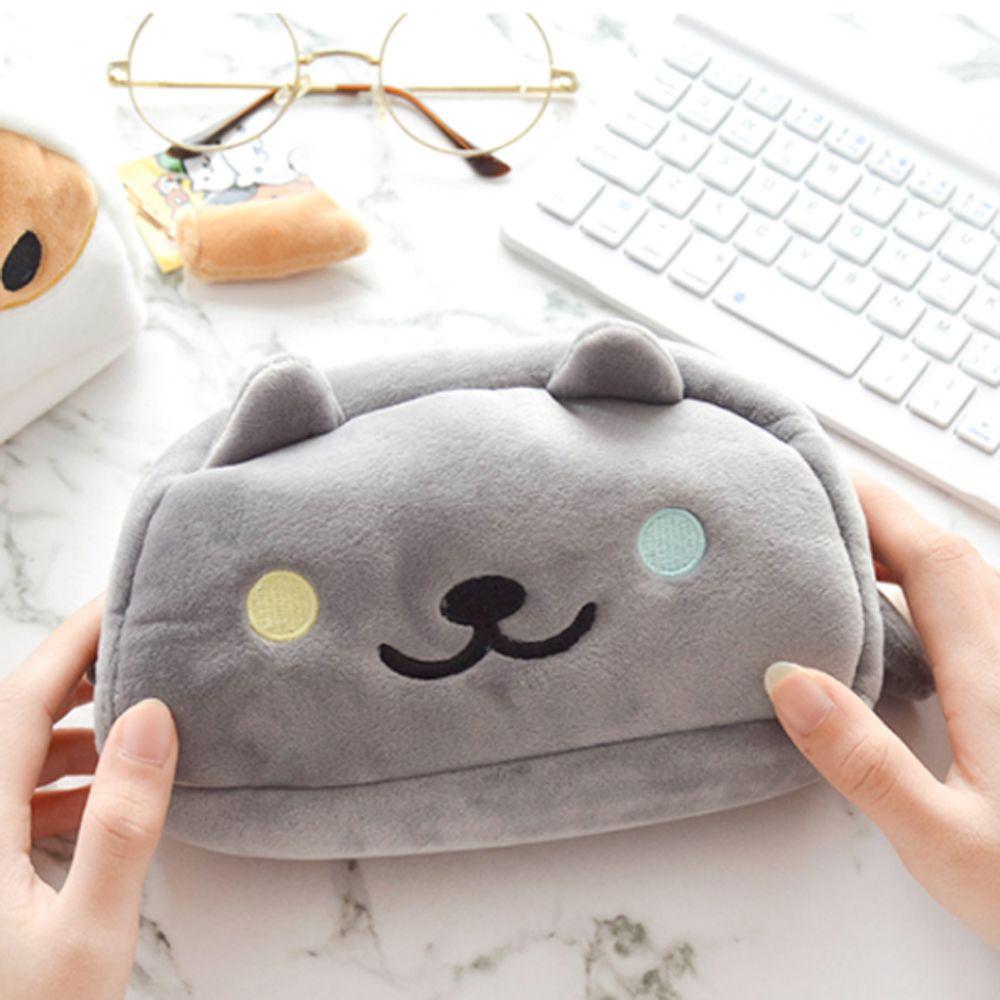 Pojemność Piórnik Kreskówkowy Kot Kot Piórniki Kosmetyczki Pluszowy Piórnik Organizer na Przybory Szkolne