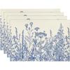 VIKAMA Mori Plant Placemats Blue and White Dandelion Thistle Scandinavian Style Restaurant Afternoon Tea Decoration