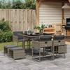 Vidaxl 9-Cz. Garden Furniture Set With Cushions, Grey, PE Rattan